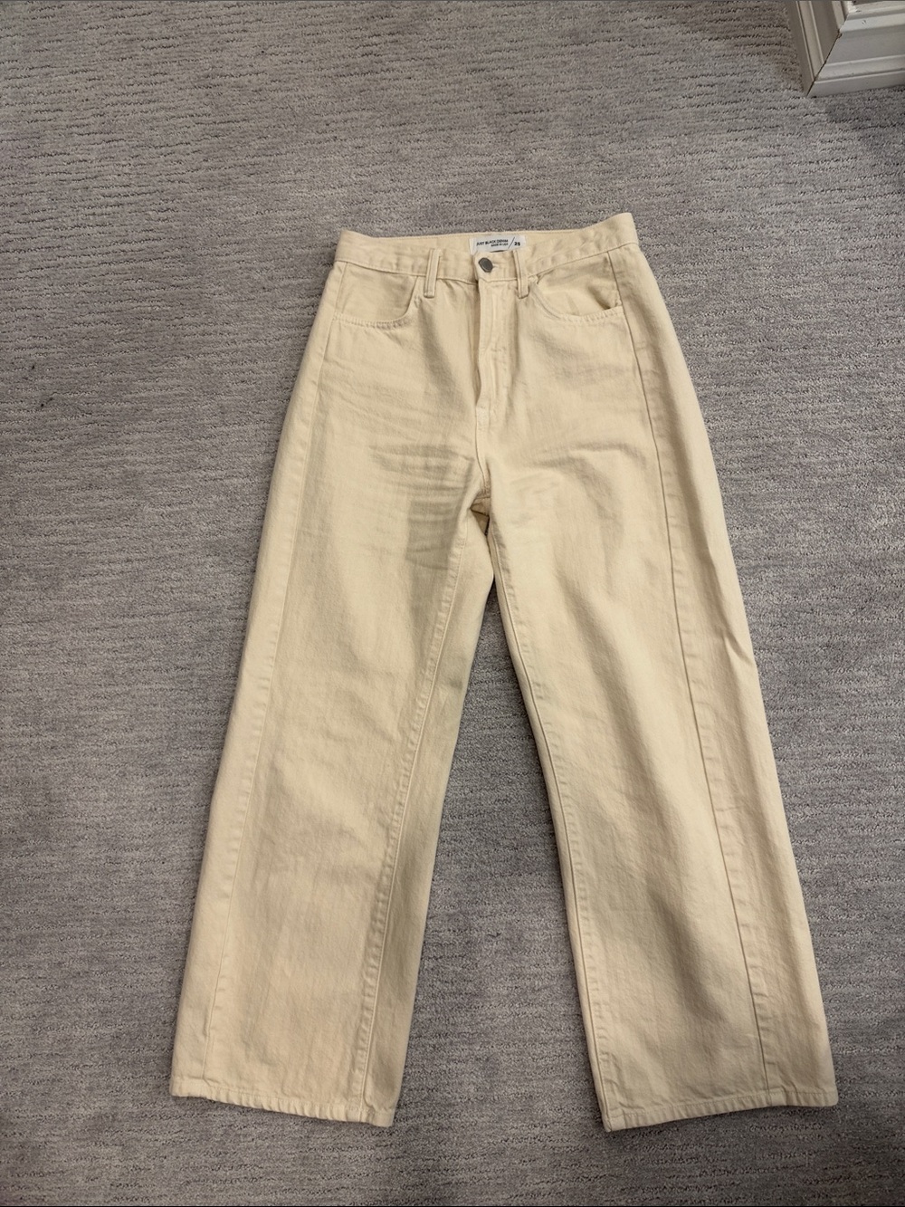 “Just Black Denim” Wide Leg Jeans in Cream